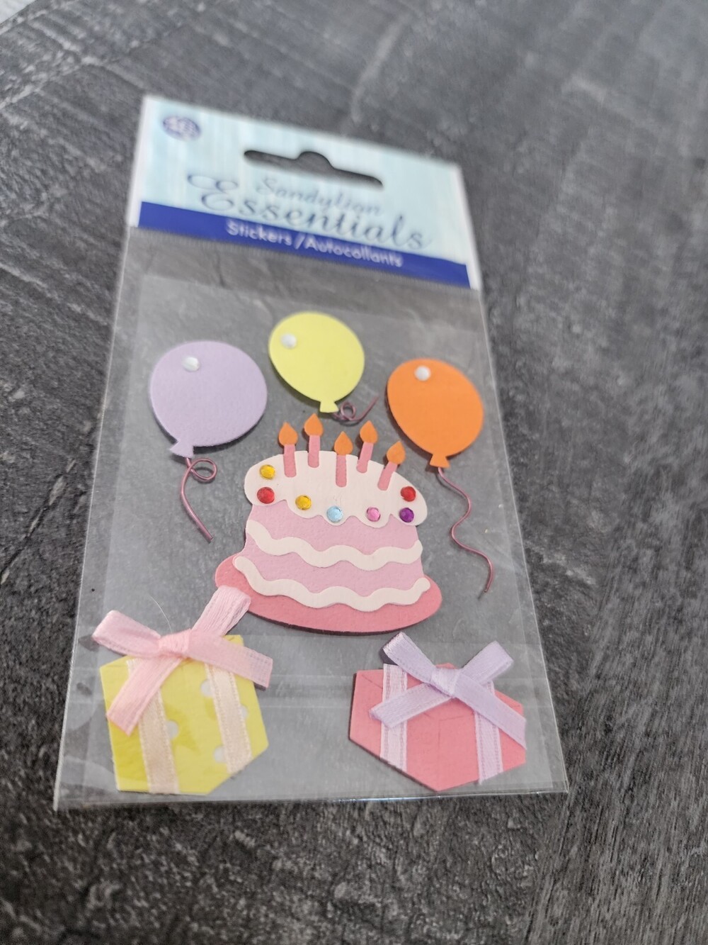 3D Stickers - Birthday Cake Balloons + Sandylion Essentials 3D - NEW RETIRED #28